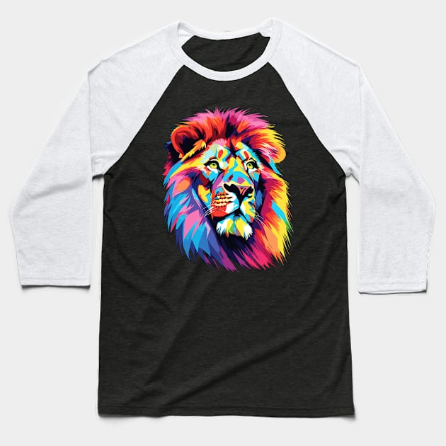 Lion Pop Art Baseball T-Shirt by VALCO